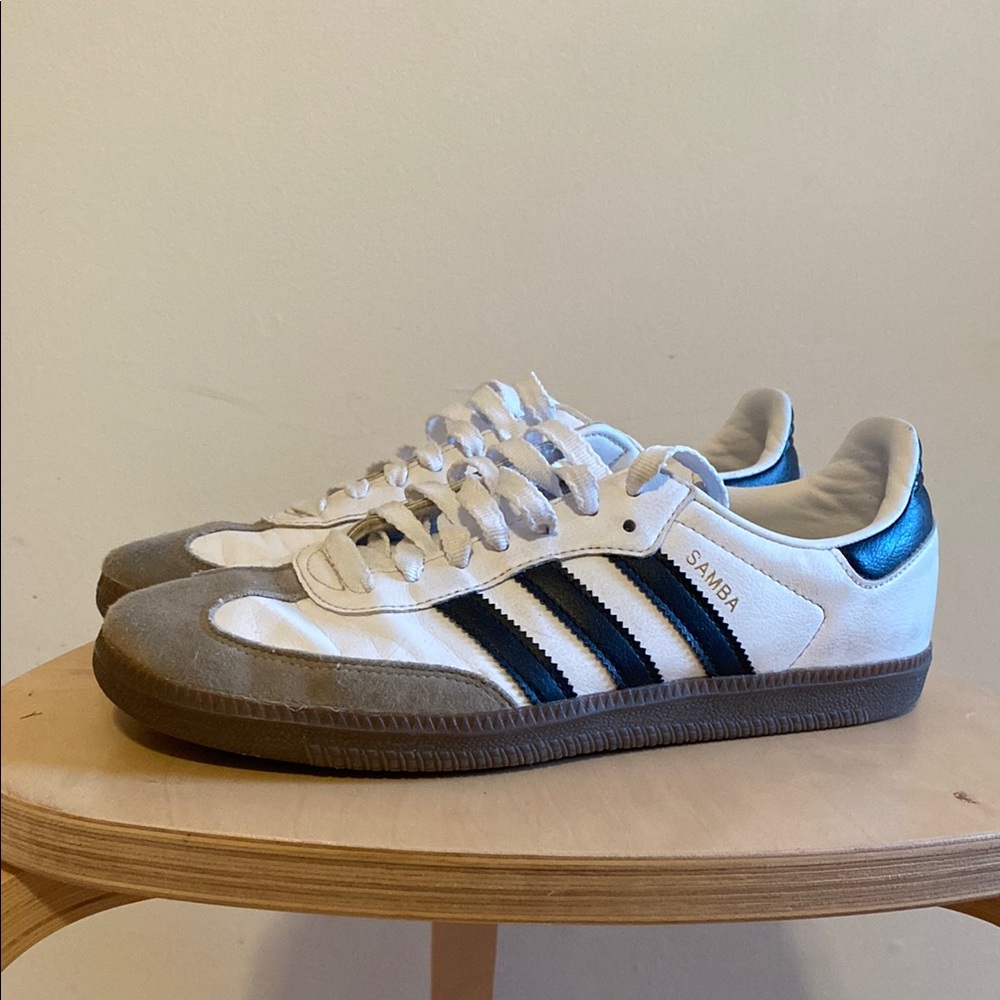 Adidas Samba White and Blue Sneakers